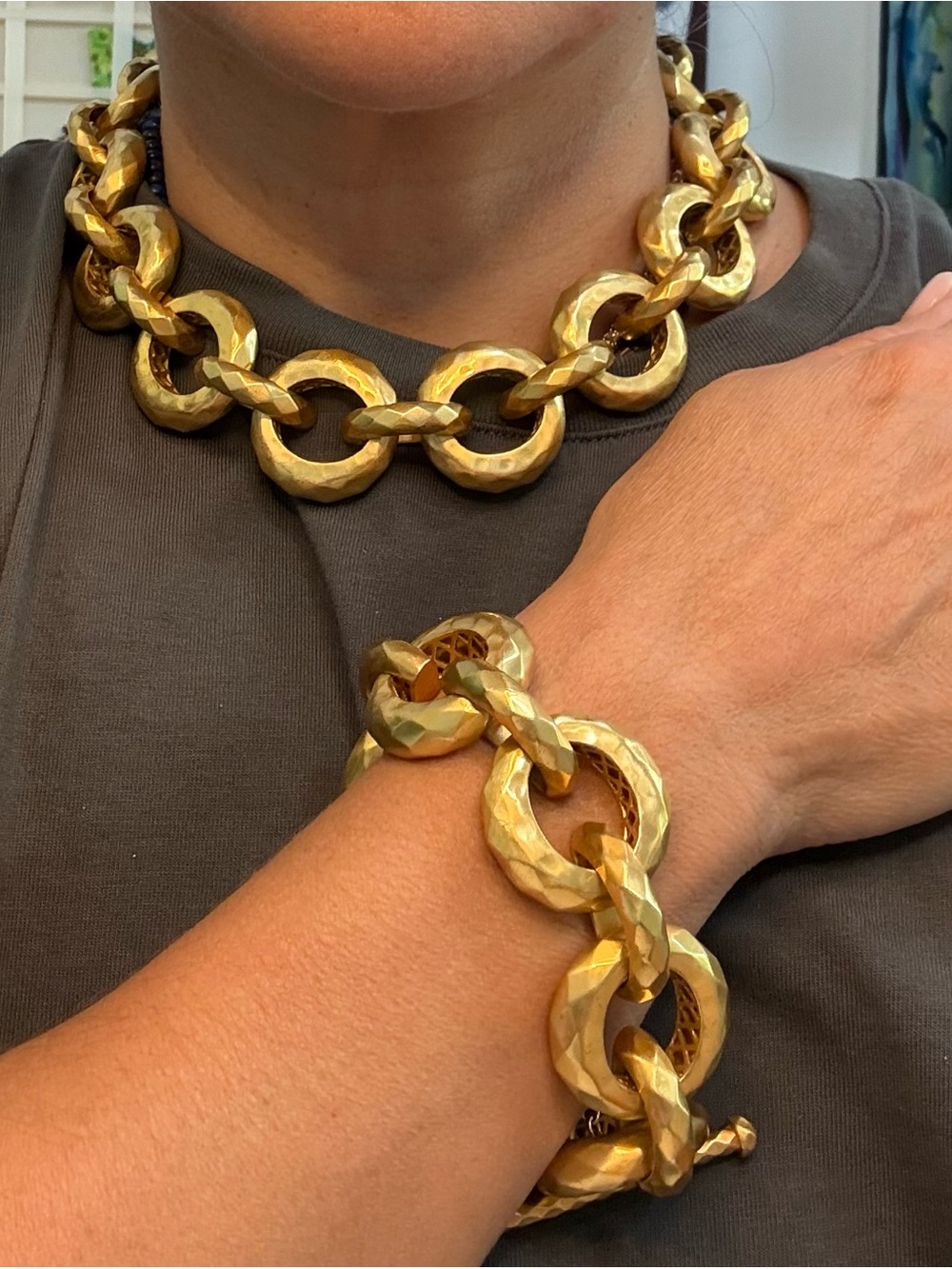 Julie Vos Gold Link Statement Necklace - Women Jewelry - Picture 3 of 8